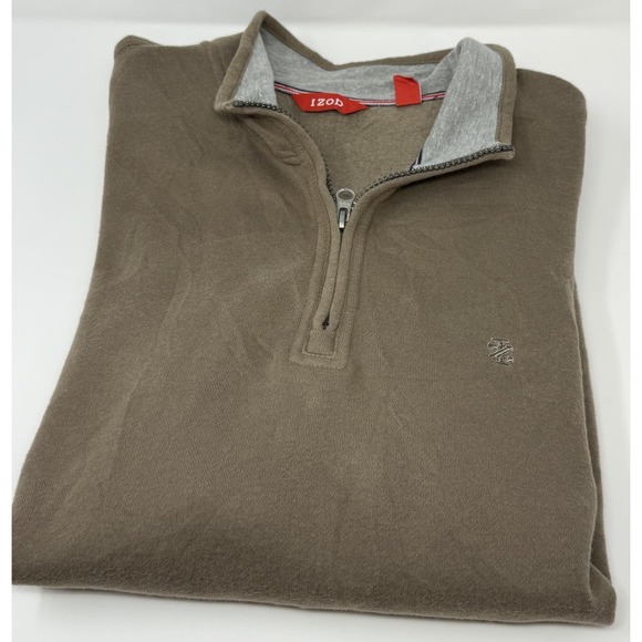 Izod‎ 1/4 Zip Pullover Fleece Men's Size Large Brown - Picture 1 of 5